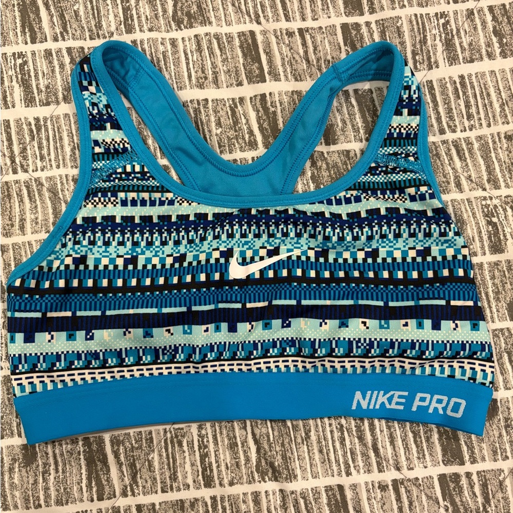 Nike Pro Women's Patterned Blue Sports Bra